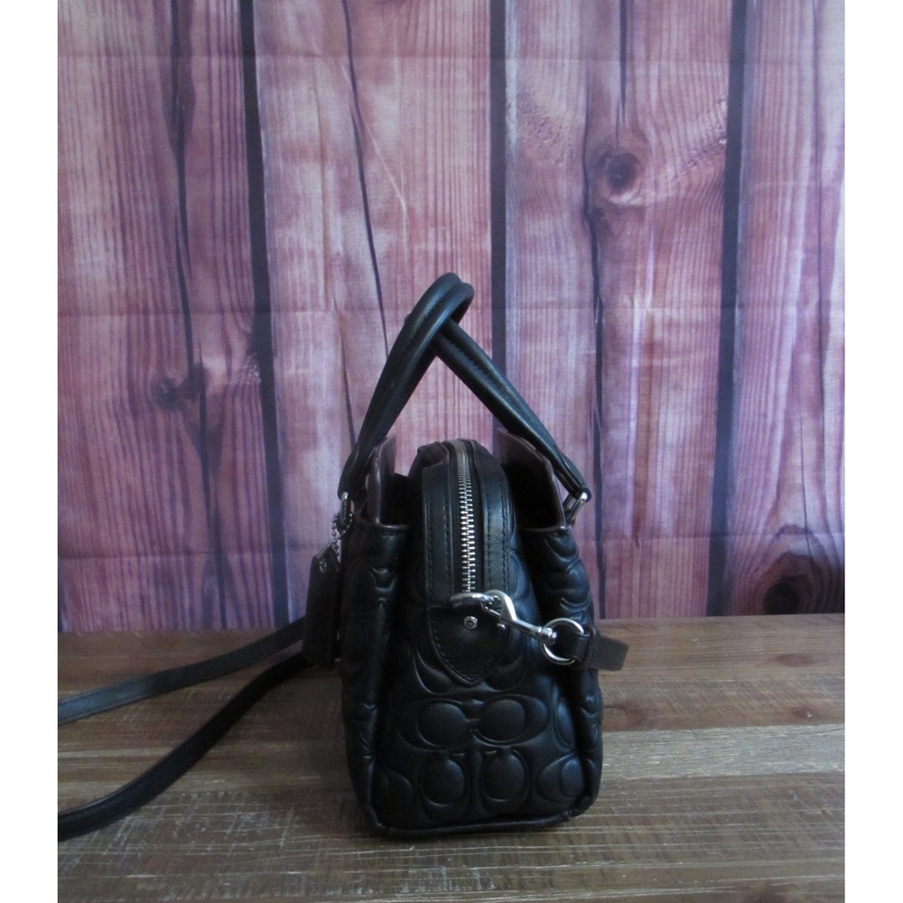 Coach Mini Darcie Carryall Black Brown Nappa Leather Crossbody Bag CM050‎ - Picture 10 of 11